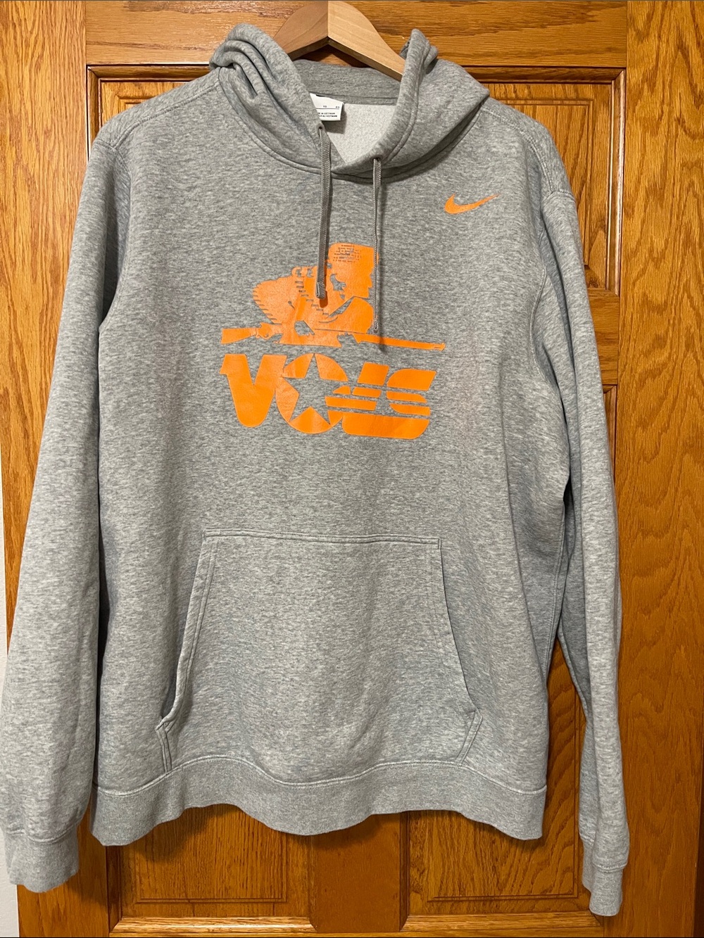 Vols Nike Gray Pullover Hoodie with Bright Orange Vols Logo
